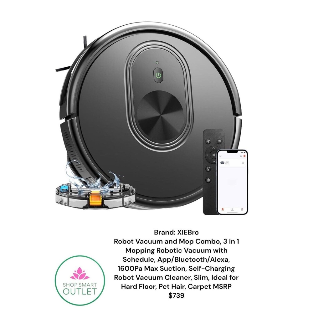 XIEBRO Smart HR101 3 in 1 Mopping Robotic Vacuum with Schedule, App/Bluetooth/A